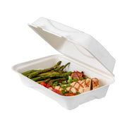 Vanguard™ Renewable & Compostable Molded Fiber Clamshells - 9in x 6in x 3in - Case of 250