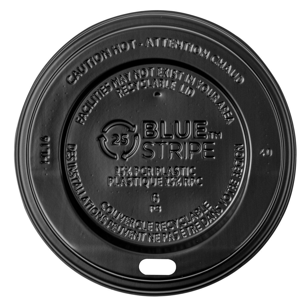 EcoLid 25% Recycled Content Hot Cup Lid, Black, Fits 10-20oz Hot Cups - Case of 1000