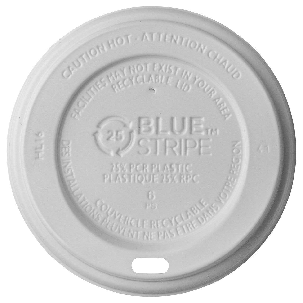 EcoLid 25% Recycled Content Hot Cup Lid, White, Fits 10-20oz Hot Cups - Case of 1000