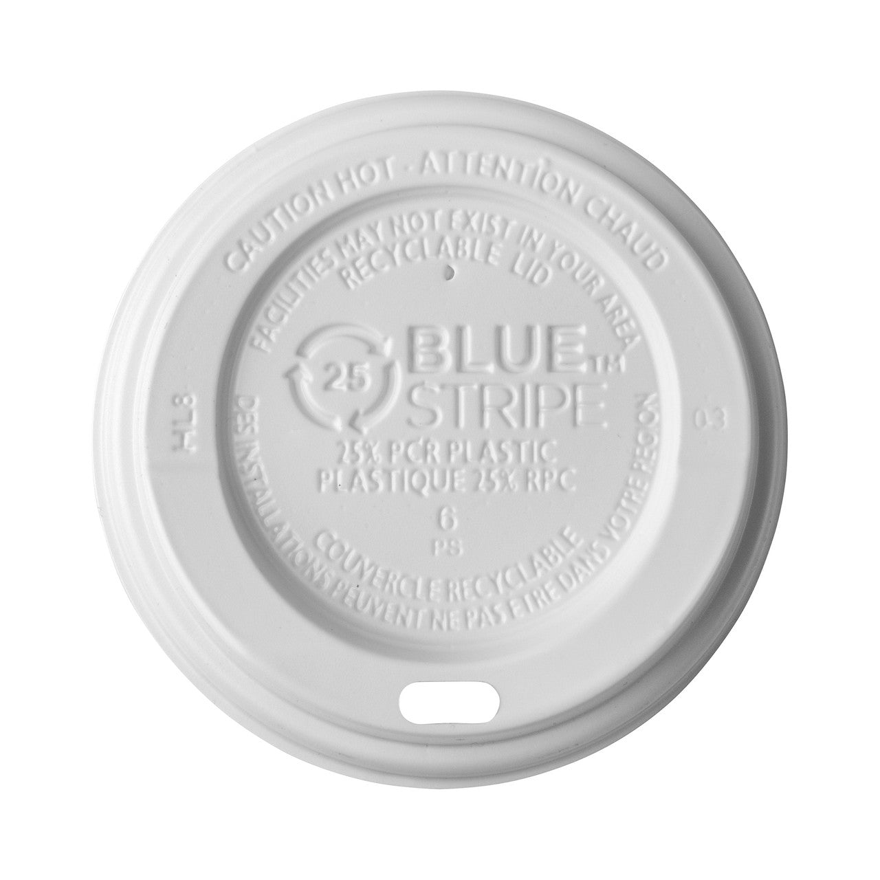 EcoLid 25% Recycled Content Hot Cup Lid, White, Fits 8oz Hot Cups - Case of 1000