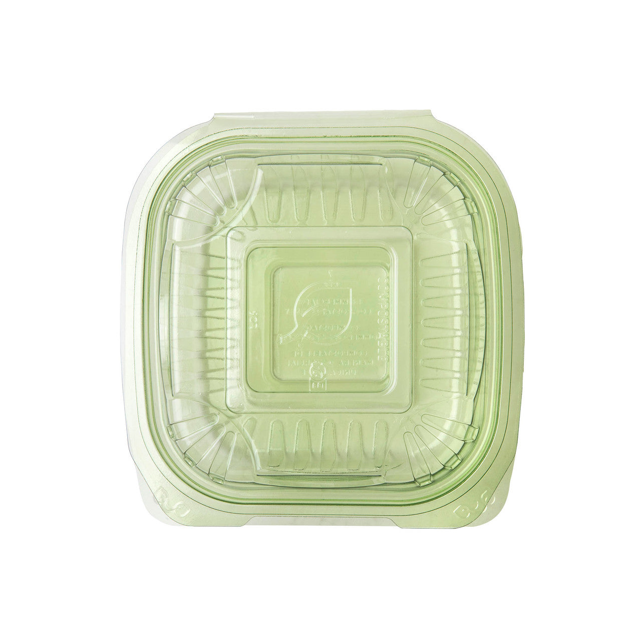 Veridian™ Renewable & Compostable PLA Clamshells - 6in x 6in x 3in Green - Case of 240