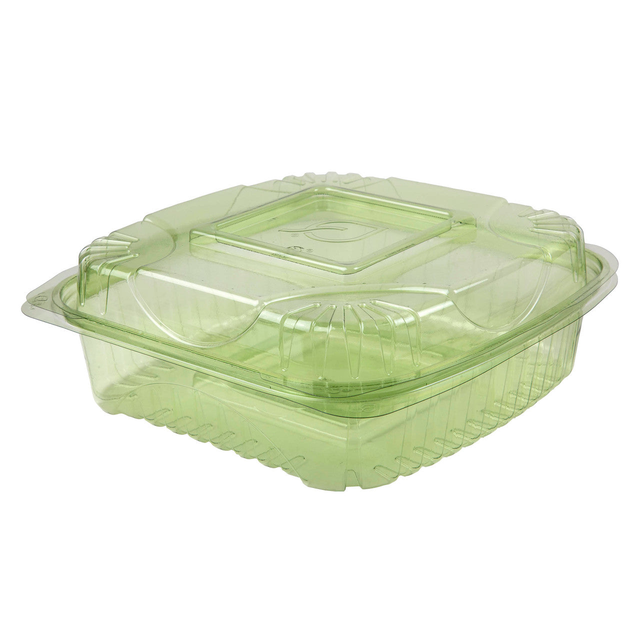 Veridian™ Renewable & Compostable PLA Clamshells - 8in x 8in x 3in Green - Case of 160