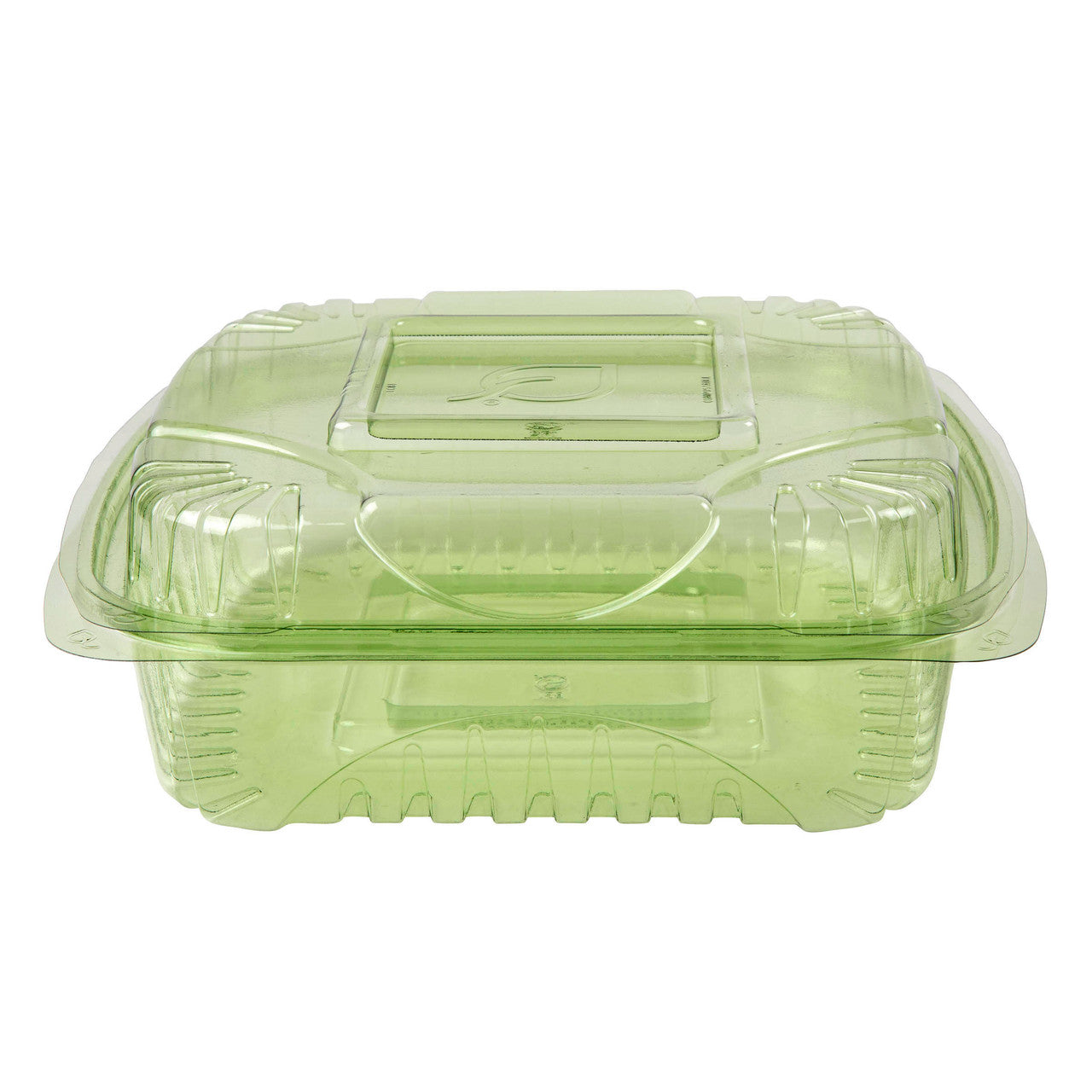 Veridian™ Renewable & Compostable PLA Clamshells - 8in x 8in x 3in Green - Case of 160