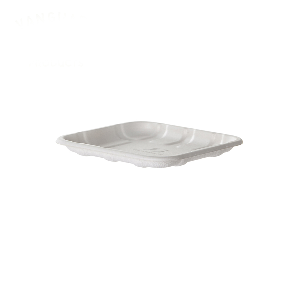 Vanguard™ Renewable & Compostable Molded Fiber Meat & Produce Trays, 5.52 x 5.52 x 0.56in, 1S - Case of 600