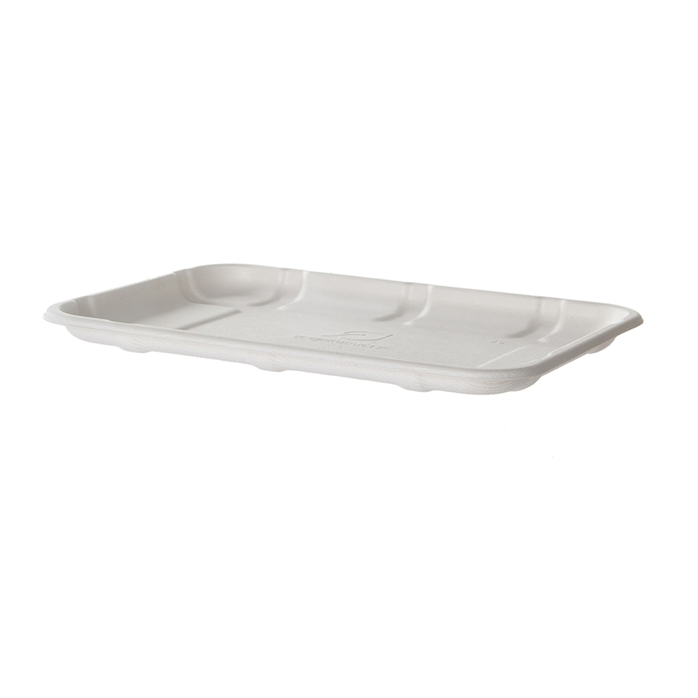 Vanguard™ Renewable & Compostable Lined Molded Fiber Meat & Produce Trays, 8.5 x 6 x 0.56in, 2S - Case of 400