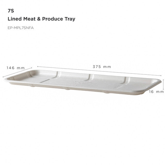 Vanguard™ Renewable & Compostable Lined Molded Fiber Meat & Produce Trays, 14.75" x 5.75" x 0.625"in, 7S - Case of 400