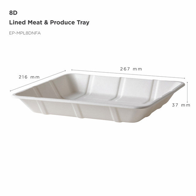 Vanguard™ Renewable & Compostable Lined Molded Fiber Meat & Produce Trays, 10.5 x 8.5 x 1.475in, 8D - Case of 300