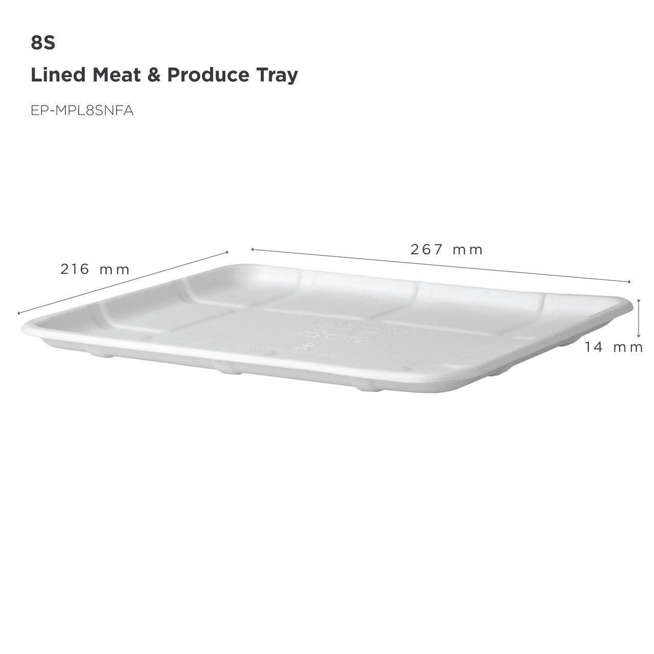 Vanguard™ Renewable & Compostable Lined Molded Fiber Meat & Produce Trays, 10.52 x 8.5 x 0.56in, 8S - Case of 300