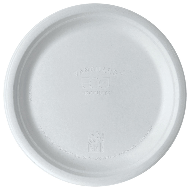 Vanguard™ Renewable & Compostable Molded Fiber Plates - 10in - Case of 500