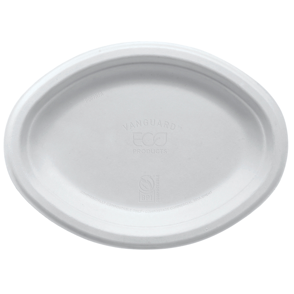 Vanguard™ Renewable & Compostable Molded Fiber Plates - Oval - 10 x 7in - Case of 500