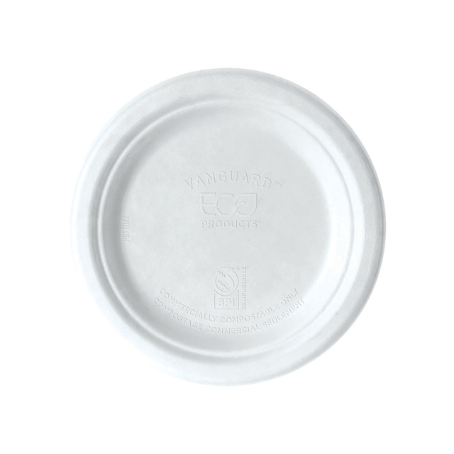 Vanguard™ Renewable & Compostable Molded Fiber Plates - 7in - Case of 1000