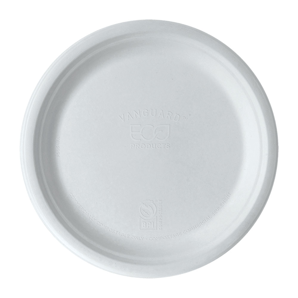 Vanguard™ Renewable & Compostable Molded Fiber Plates - 9in - Case of 500