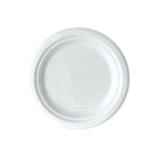 Vanguard™ Renewable & Compostable Molded Fiber Plates - 6in - Case of 1000