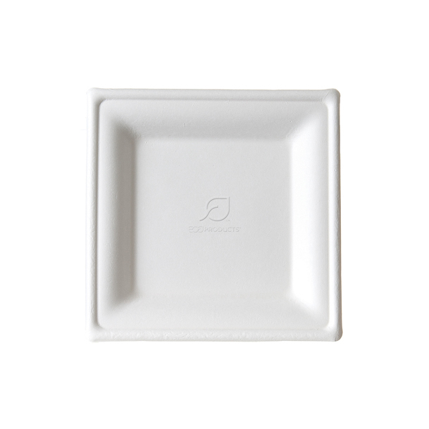 Vanguard™ Renewable & Compostable Square Molded Fiber Plates - Small - Case of 500