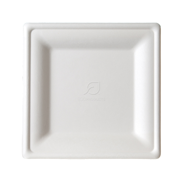 Vanguard™ Renewable & Compostable Square Molded Fiber Plates - Medium - Case of 500