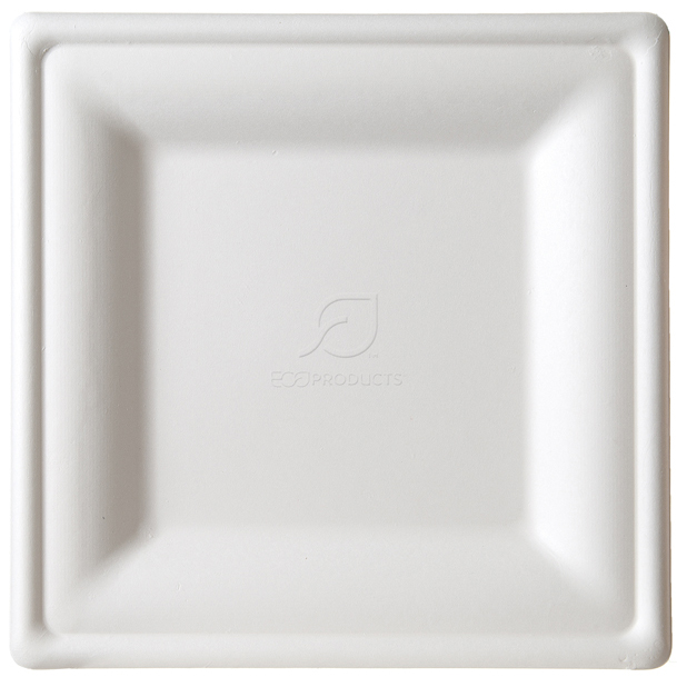 Renewable & Compostable Square Molded Fiber Plates - Large - Case of 250