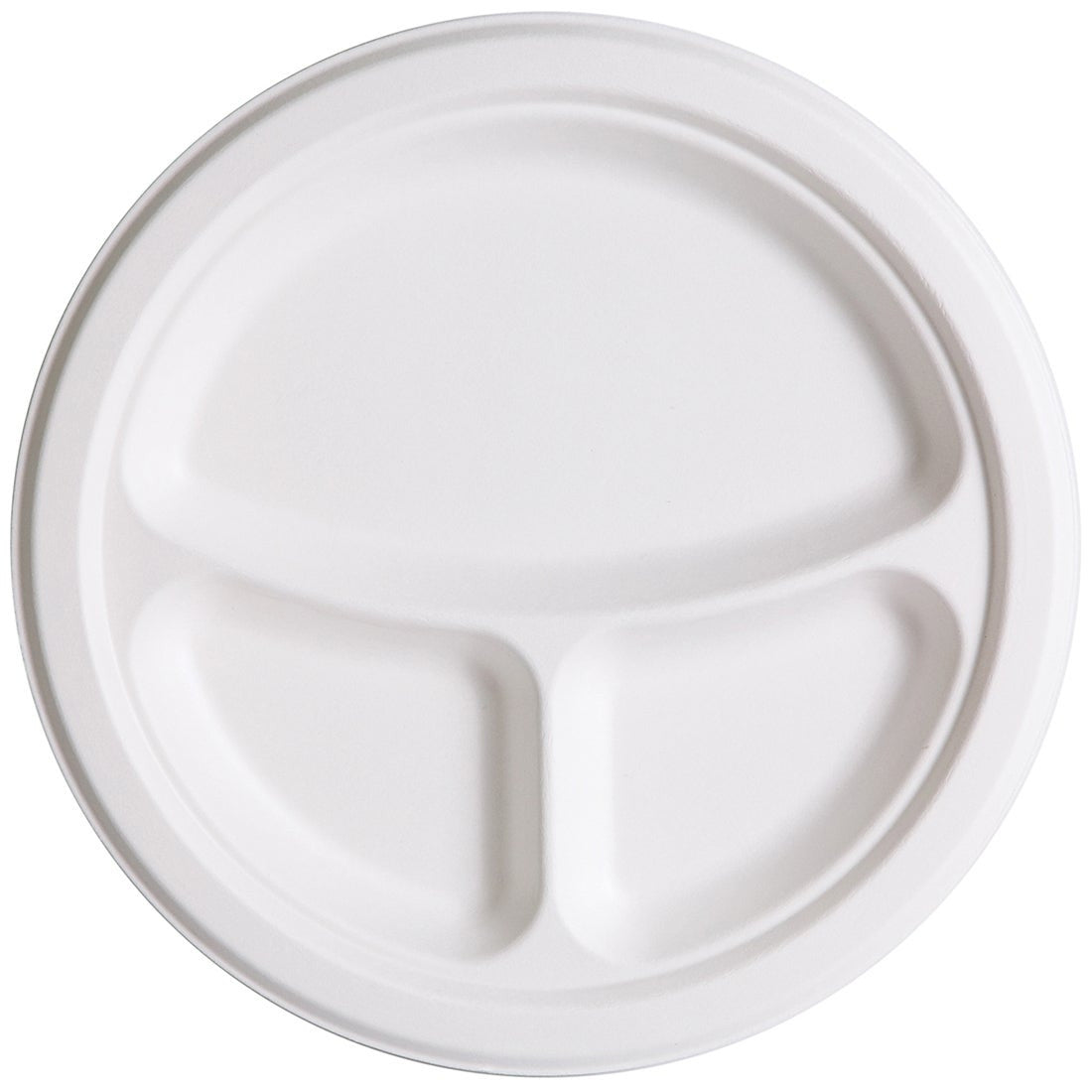 Vanguard™ Renewable & Compostable Molded Fiber Plates, 9in 3-Cmpt - Case of 500