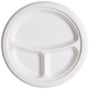 Vanguard™ Renewable & Compostable Molded Fiber Plates, 9in 3-Cmpt - Case of 500