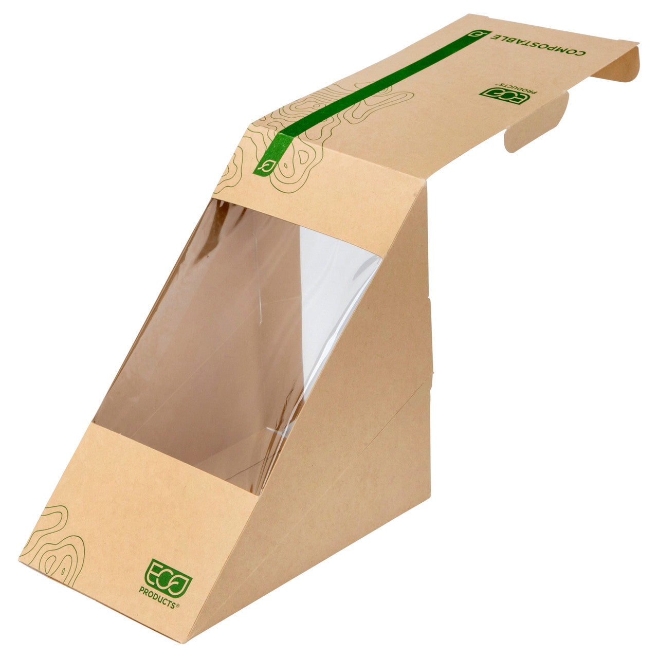 Renewable & Compostable Large Windowed Sandwich Wedge, FSC Mix Credit SA-COC-013255 - Case of 500