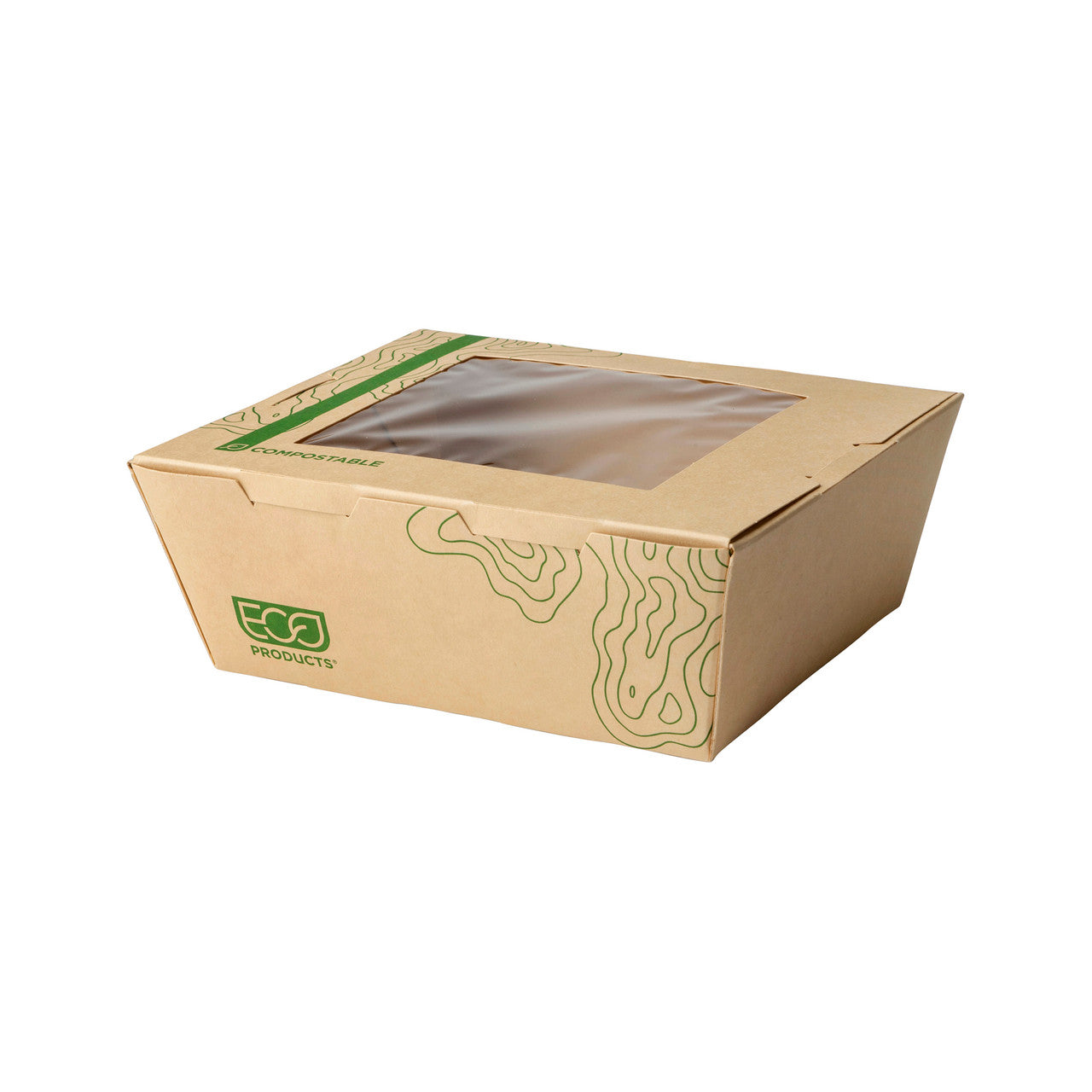 Renewable & Compostable 45oz Windowed Food Box #8, FSC Mix Credit SA-COC-013255 - Case of 200