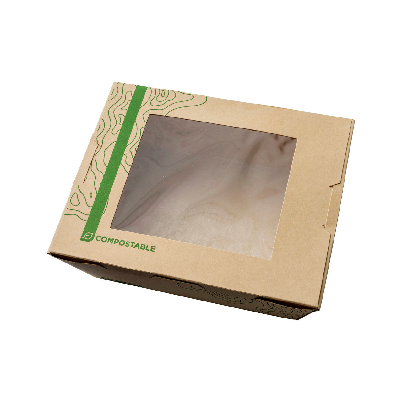 Renewable & Compostable 66oz Windowed Food Box #3, FSC Mix Credit SA-COC-013255 - Case of 200
