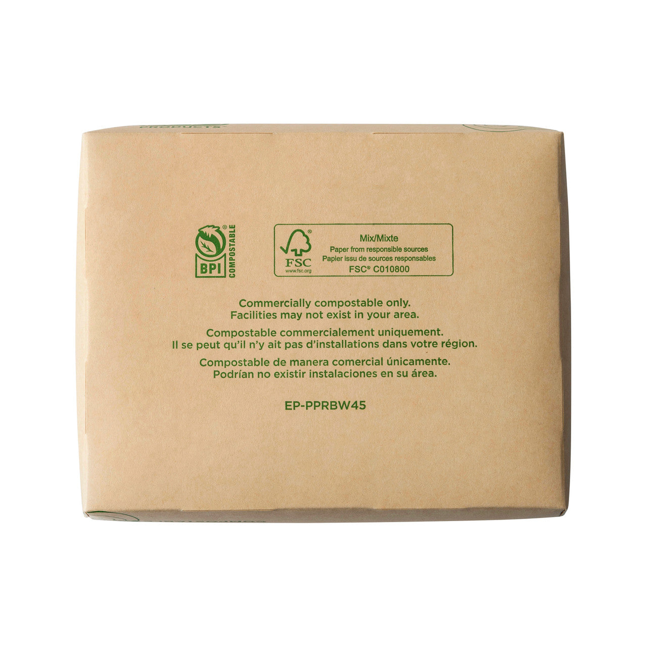 Renewable & Compostable 66oz Windowed Food Box #3, FSC Mix Credit SA-COC-013255 - Case of 200