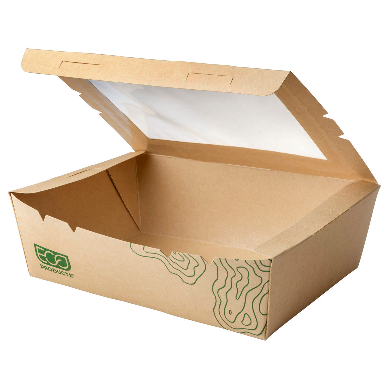 Renewable & Compostable 66oz Windowed Food Box #3, FSC Mix Credit SA-COC-013255 - Case of 200