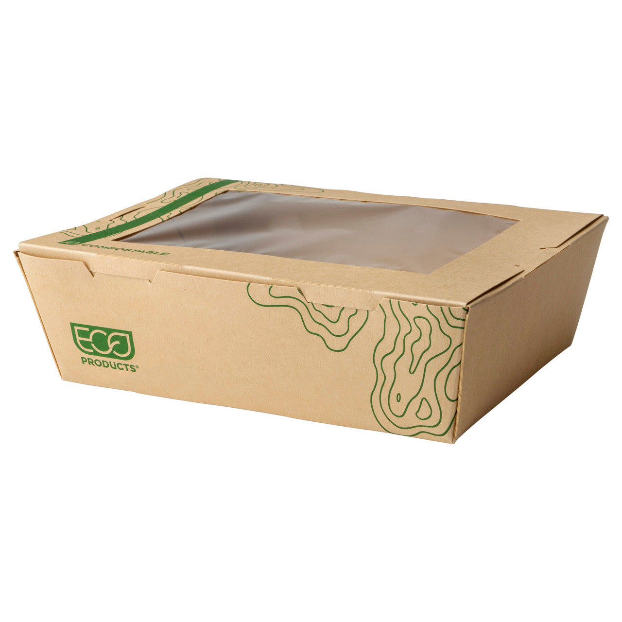 Renewable & Compostable 66oz Windowed Food Box #3, FSC Mix Credit SA-COC-013255 - Case of 200