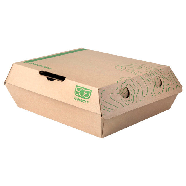 Renewable & Compostable Corrugate Clamshell 9.75 x 7.25 x 3.13 - Case of 200