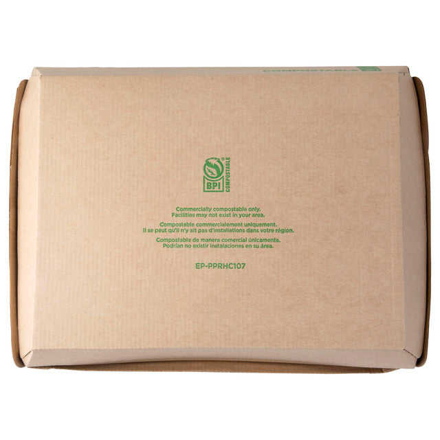 Renewable & Compostable Corrugate Clamshell 9.75 x 7.25 x 3.13 - Case of 200