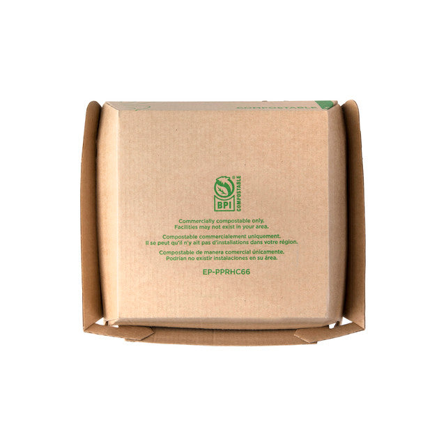 Renewable & Compostable Corrugate Clamshell 6.25 x 5.5 x 2.69 - Case of 510