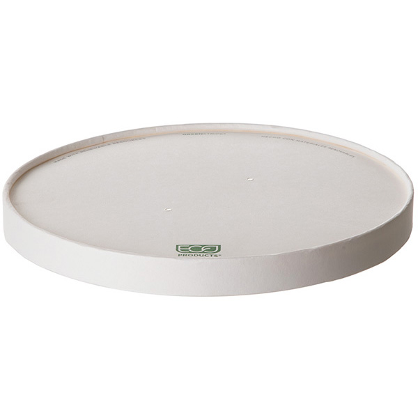 Renewable & Compostable Squat Food Container Paper Lid - 26-48oz - Case of 300