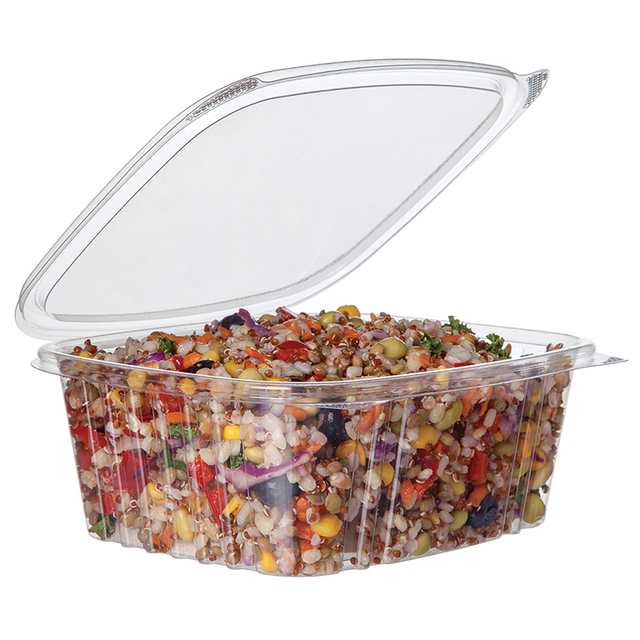 Renewable & Compostable Rectangular Deli Containers - 32oz. Hinged - Case of 200