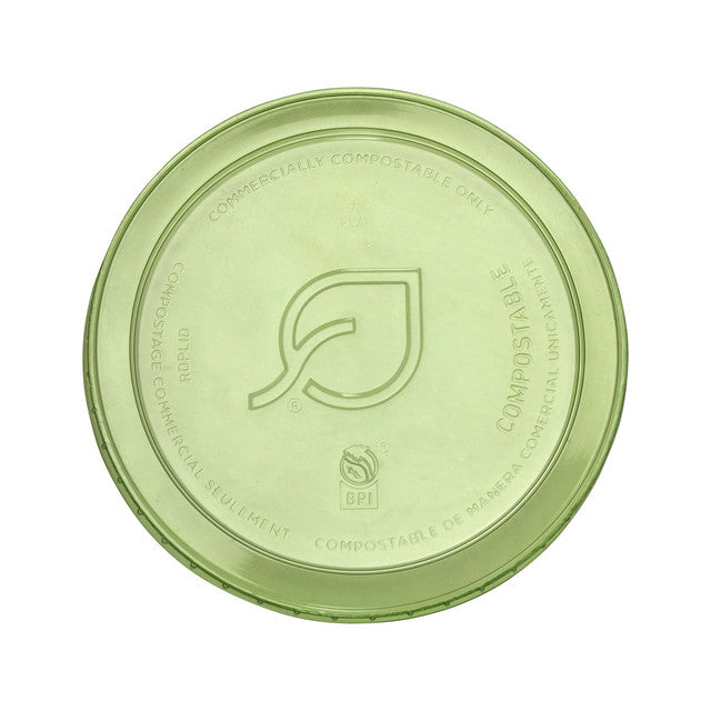Veridian™ Renewable & Compostable Round Deli Containers Lids - Fits 8-32oz. Containers Green - Case of 500