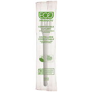 Plantware Renewable & Compostable Individually Wrapped Fork - 6" White, Compostable Wrapper 
 - Case of 1000