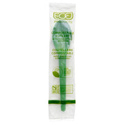 Veridian™  Plantware Renewable & Compostable Individually Wrapped Spoon - 6" Compostable Wrapper Green - Case of 1000