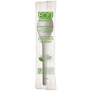 Plantware Renewable & Compostable Individually Wrapped Spoon - 6" White, Compostable Wrapper - Case of 1000