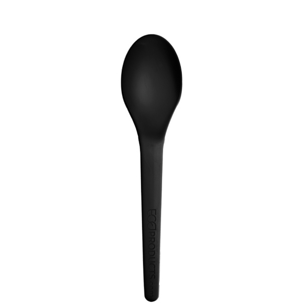 Plantware® Renewable & Compostable Spoon - 6" Black - Case of 1000