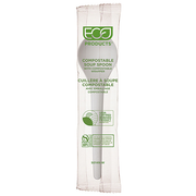 Plantware Renewable & Compostable Individually Wrapped Soup Spoon - 6", Compostable Wrapped - Case of 1000