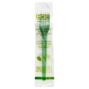 Veridian™ Plantware Renewable & Compostable Individually Wrapped Fork - 7" Compostable Wrapper Green - Case of 1000