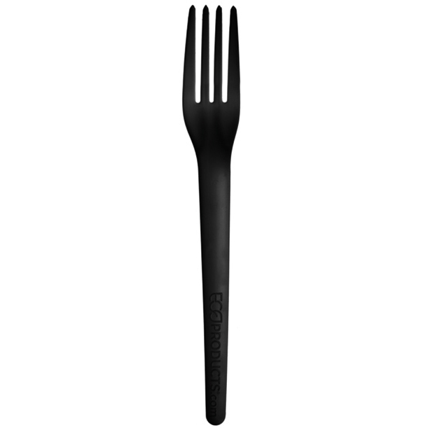 Plantware® Renewable & Compostable Fork - 7" Black - Case of 1000