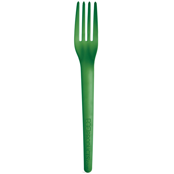 Plantware® Renewable & Compostable Dinner Fork - 7" Green - Case of 1000