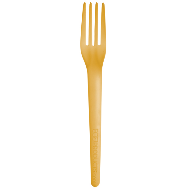 Plantware® Renewable & Compostable Dinner Fork - 7" Yellow 
 - Case of 1000