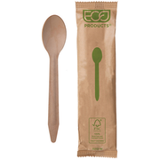 Wood Renewable & Compostable Wrapped Spoon - 6.5" FSC® MIX CREDIT SA-COC-013255 - Case of 500