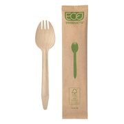Wood Renewable & Compostable Wrapped Spork - 6.5" FSC® MIX CREDIT SA-COC-013255 - Case of 500