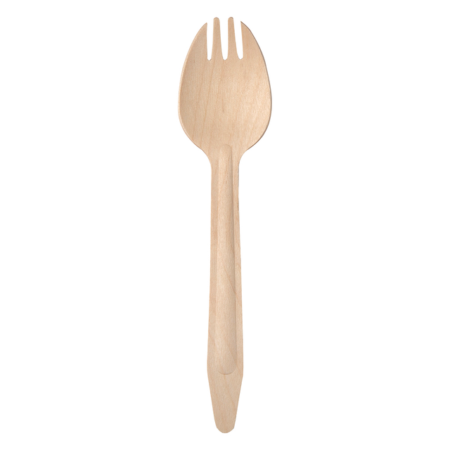 Wood Renewable & Compostable Spork - 6.5" FSC® MIX CREDIT SA-COC-013255 - Case of 1000