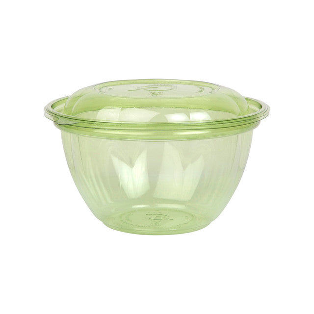 Veridian™  Renewable & Compostable Salad Bowls w/ Lids - 18oz. Green - Case of 150