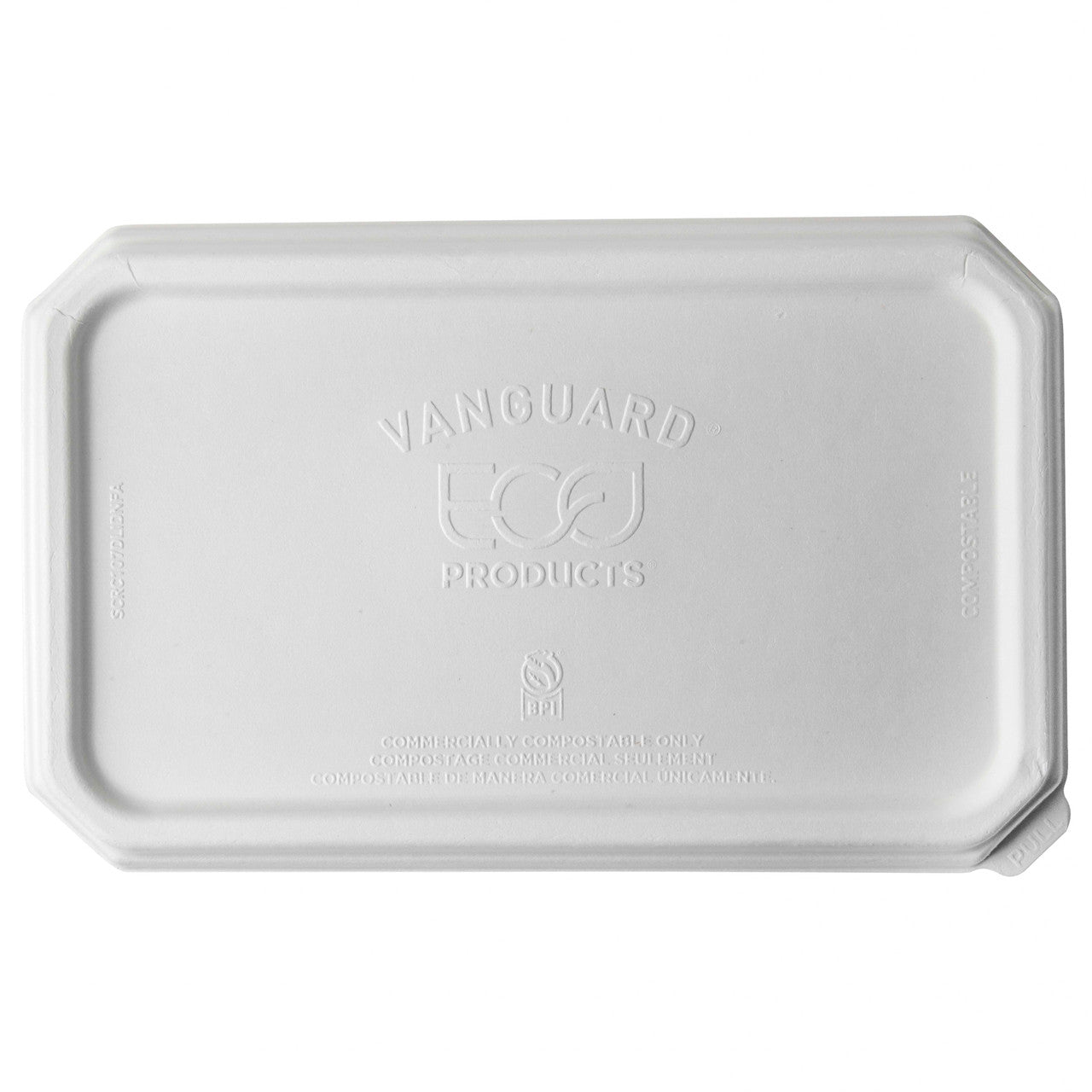 Vanguard™ WorldView™ Renewable & Compostable Domed Rectangle Molded Fiber Lid, Fits SCRC107 Molded Fiber Container - Case of 200