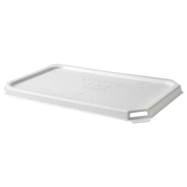 Vanguard™ WorldView™ Renewable & Compostable Flat Rectangle Molded Fiber Lid, Fits SCRC107 Molded Fiber Container - Case of 200