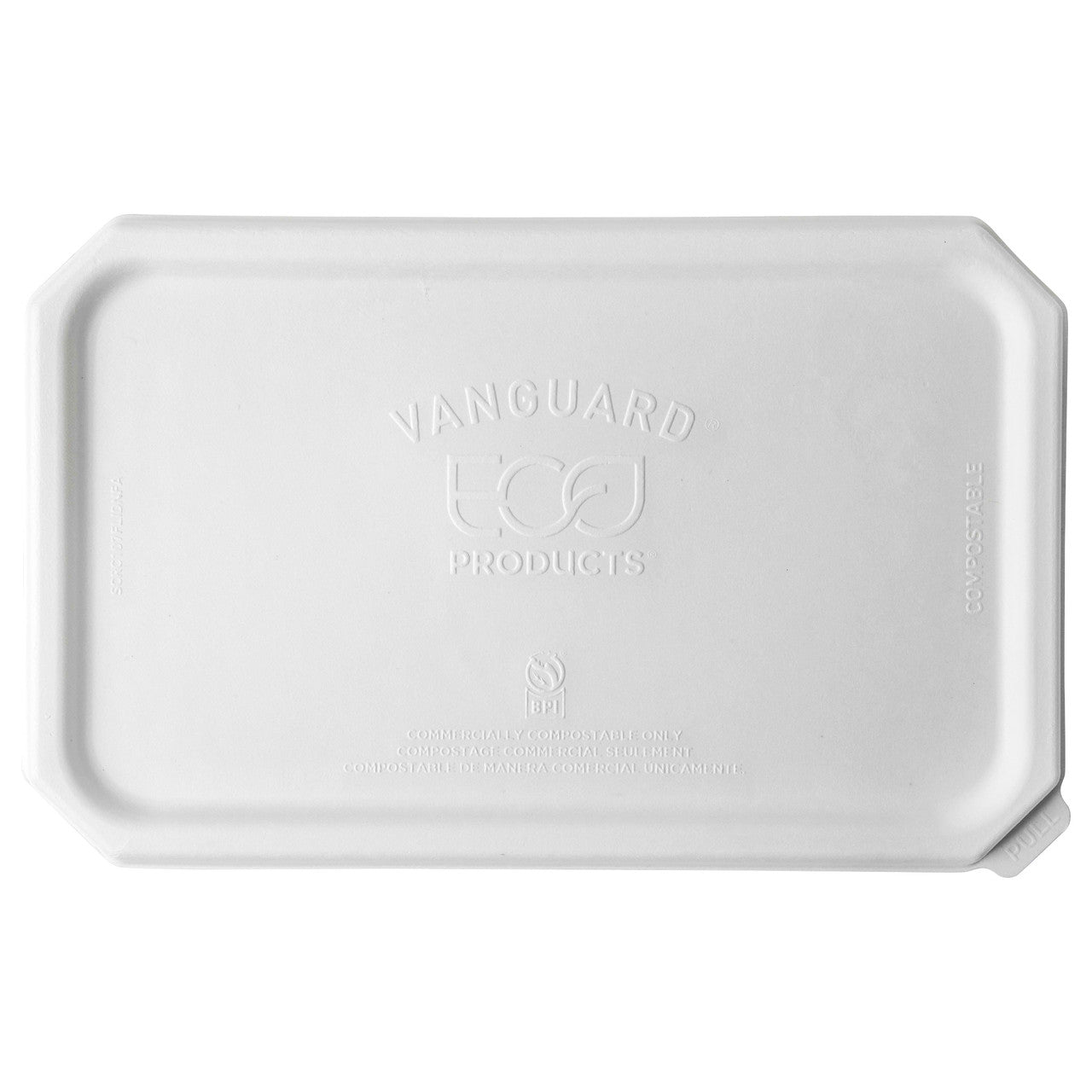 Vanguard™ WorldView™ Renewable & Compostable Flat Rectangle Molded Fiber Lid, Fits SCRC107 Molded Fiber Container - Case of 200